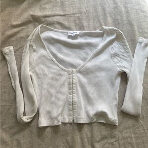 Superdown White Ribbed Top